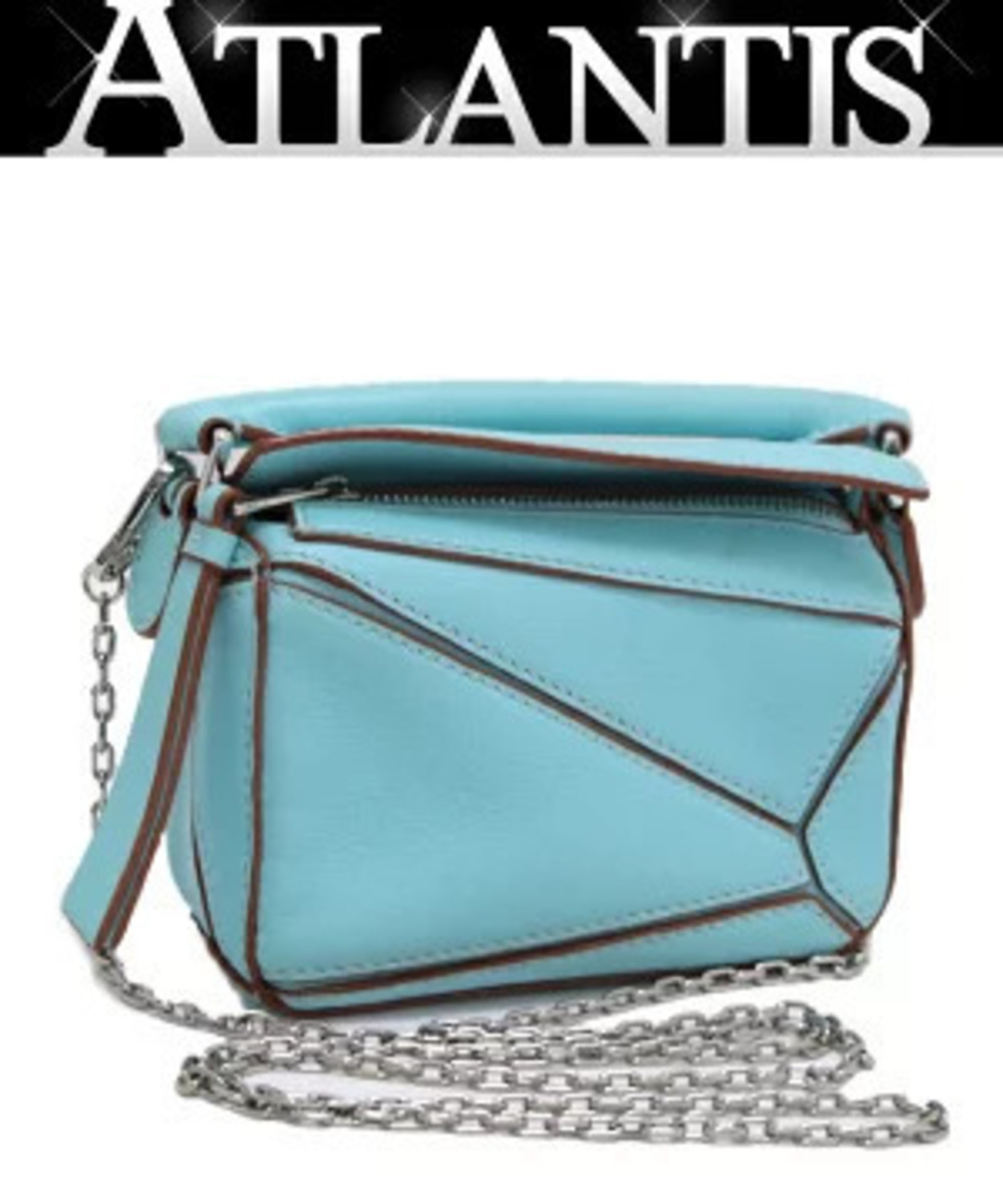 Loewe Puzzle Bag Chain Shoulder Leather Blue